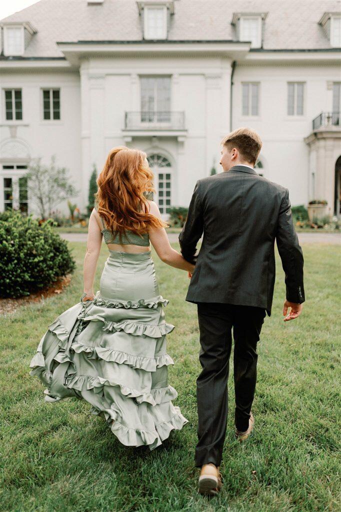 Knotted Sage Ruffles Tiedred Maxi Prom Dress