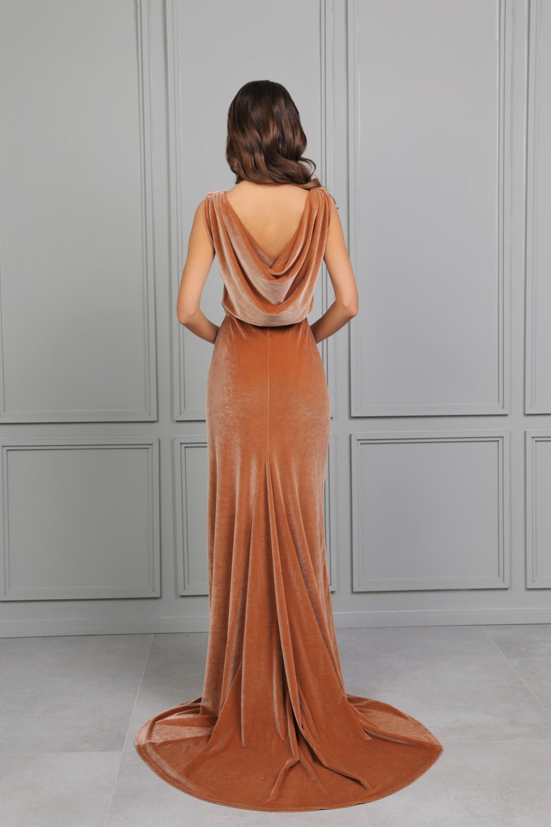 Prom dress velvet dress Evening gown cowl back sleeveless dress gala dress mermaid dress