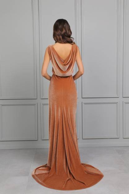 Prom dress velvet dress Evening gown cowl back sleeveless dress gala dress mermaid dress