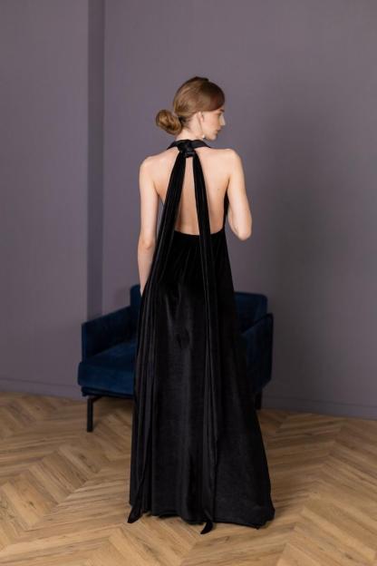 Long Maxi Dress Prom Custom Black Velvet Long Evening Dress Women Long Velvet Gown