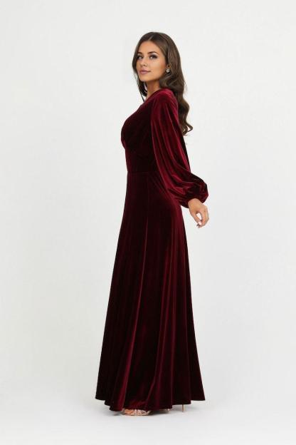 Burgundy Velvet Dress Prom Dress Evening Dress Wedding Guest Dress Velvet Long Dress