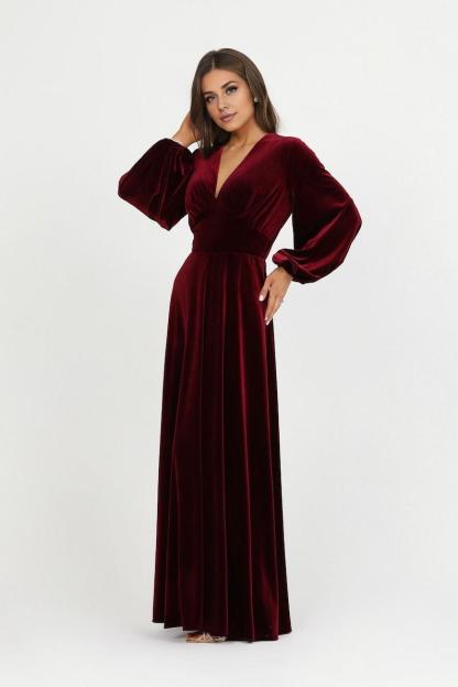 Burgundy Velvet Dress Prom Dress Evening Dress Wedding Guest Dress Velvet Long Dress