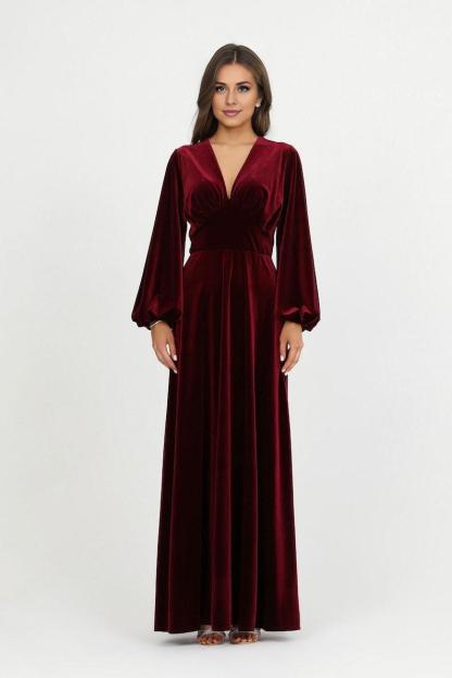 Burgundy Velvet Dress Prom Dress Evening Dress Wedding Guest Dress Velvet Long Dress