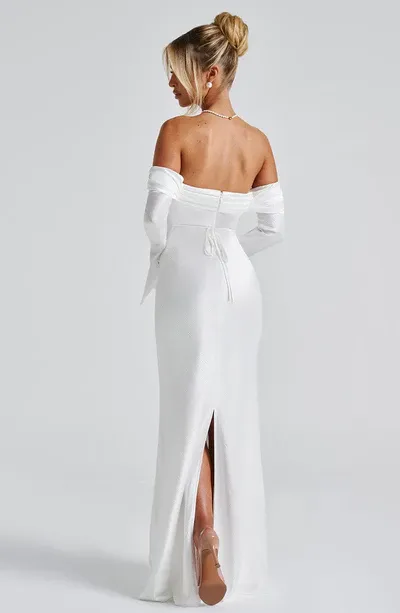 Beautiful A-Line Off the Shoulder Long Sleeve Formal Prom Dress