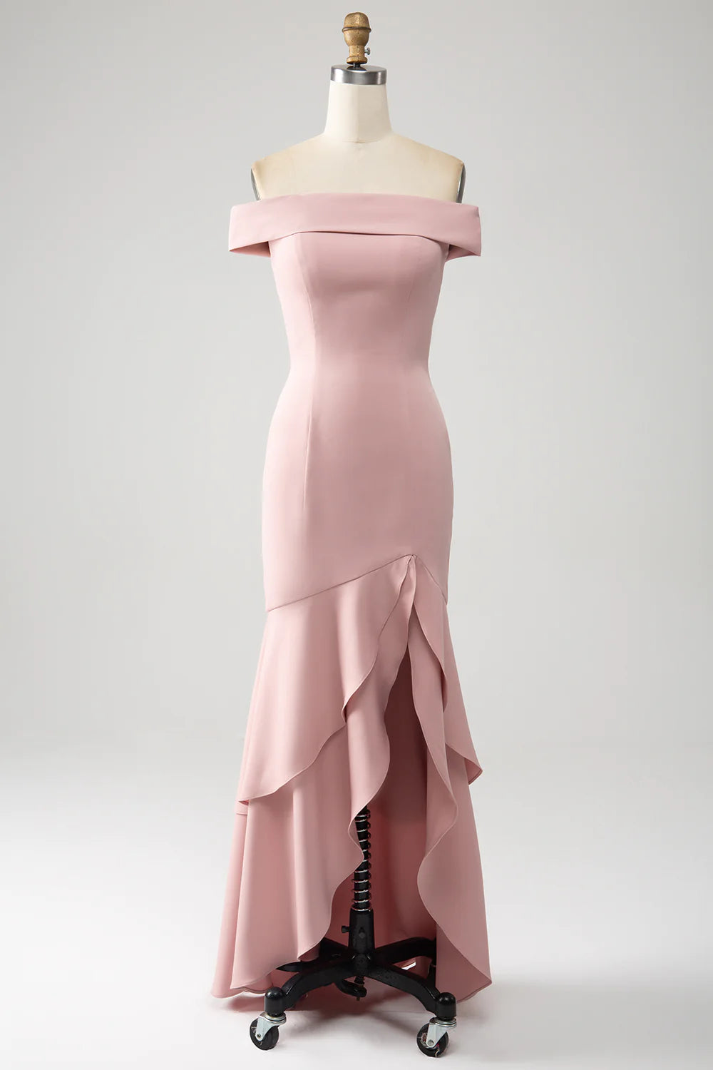 Pink Mermaid Ruffled Bridesmaid Dresses
