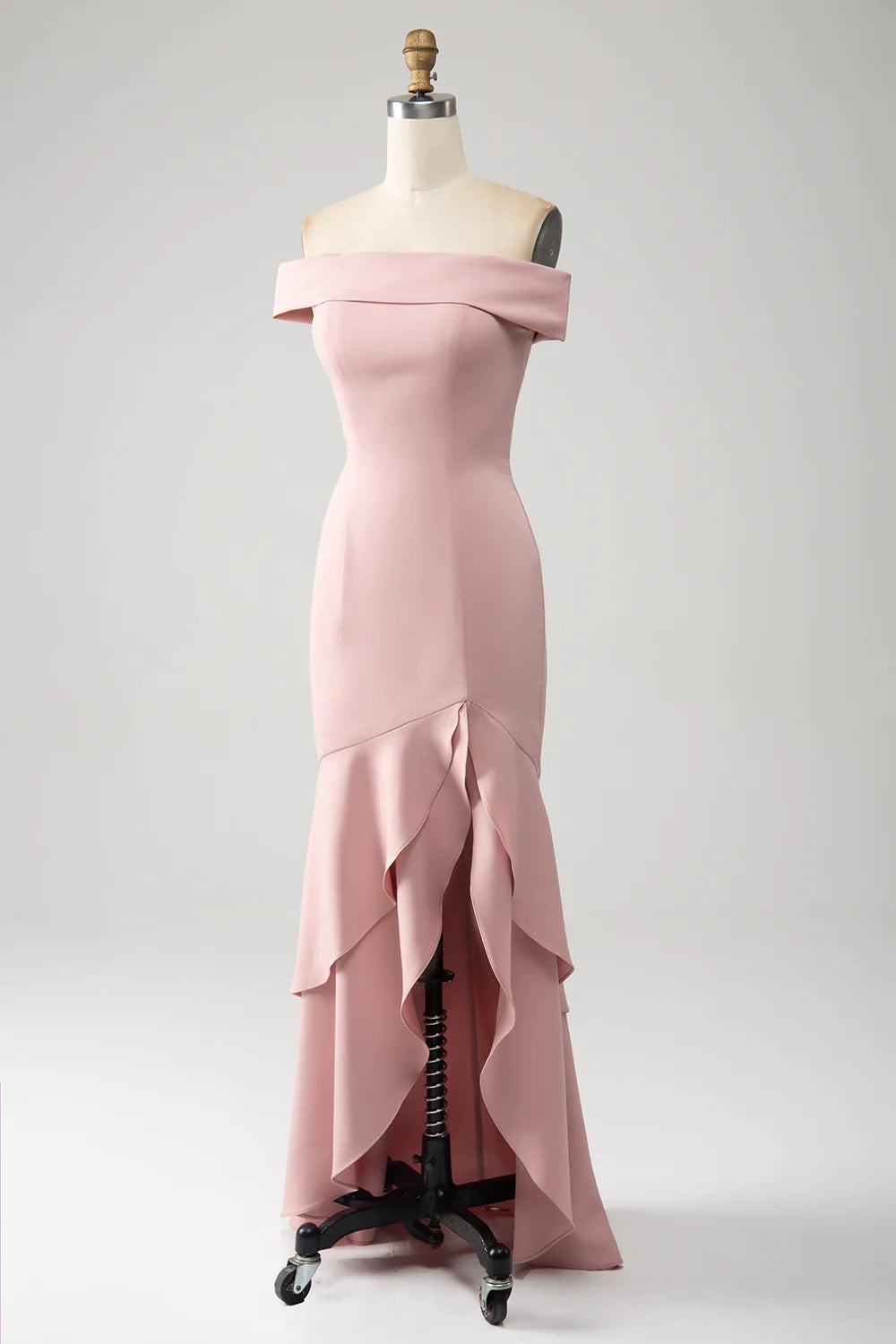 Pink Mermaid Ruffled Bridesmaid Dresses