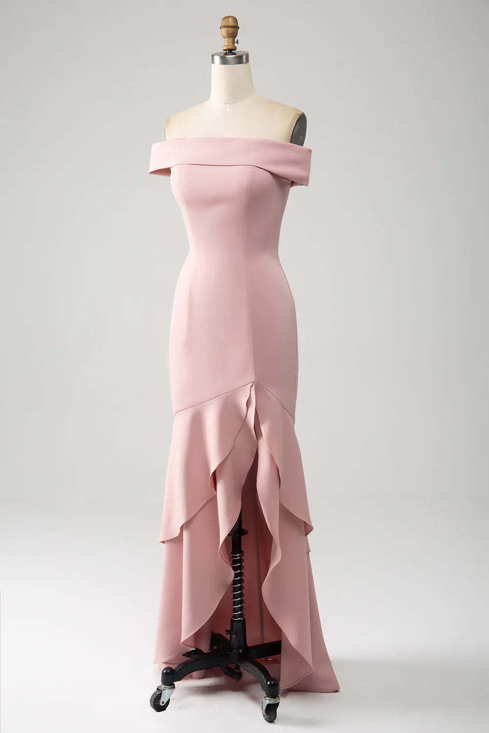 Pink Mermaid Ruffled Bridesmaid Dresses