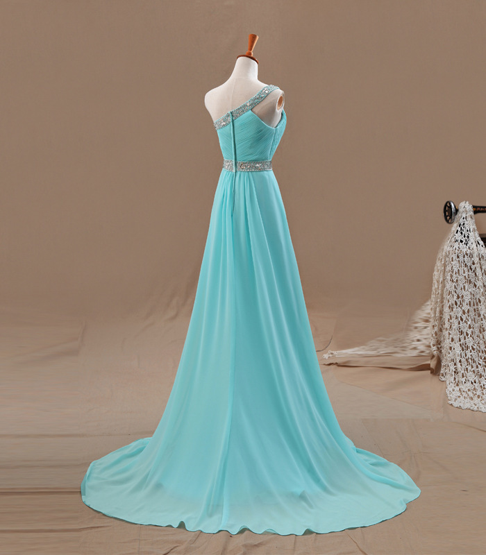 Light Blue Prom Dresses Prom Dresses,one Shoulder Prom Dresses chiffon Prom Dresses sexy Prom Dresses dresses For Prom