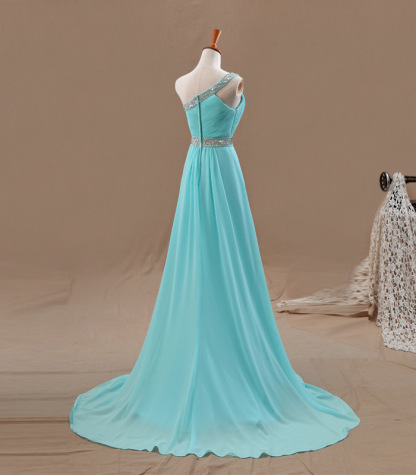 Light Blue Prom Dresses Prom Dresses,one Shoulder Prom Dresses chiffon Prom Dresses sexy Prom Dresses dresses For Prom 