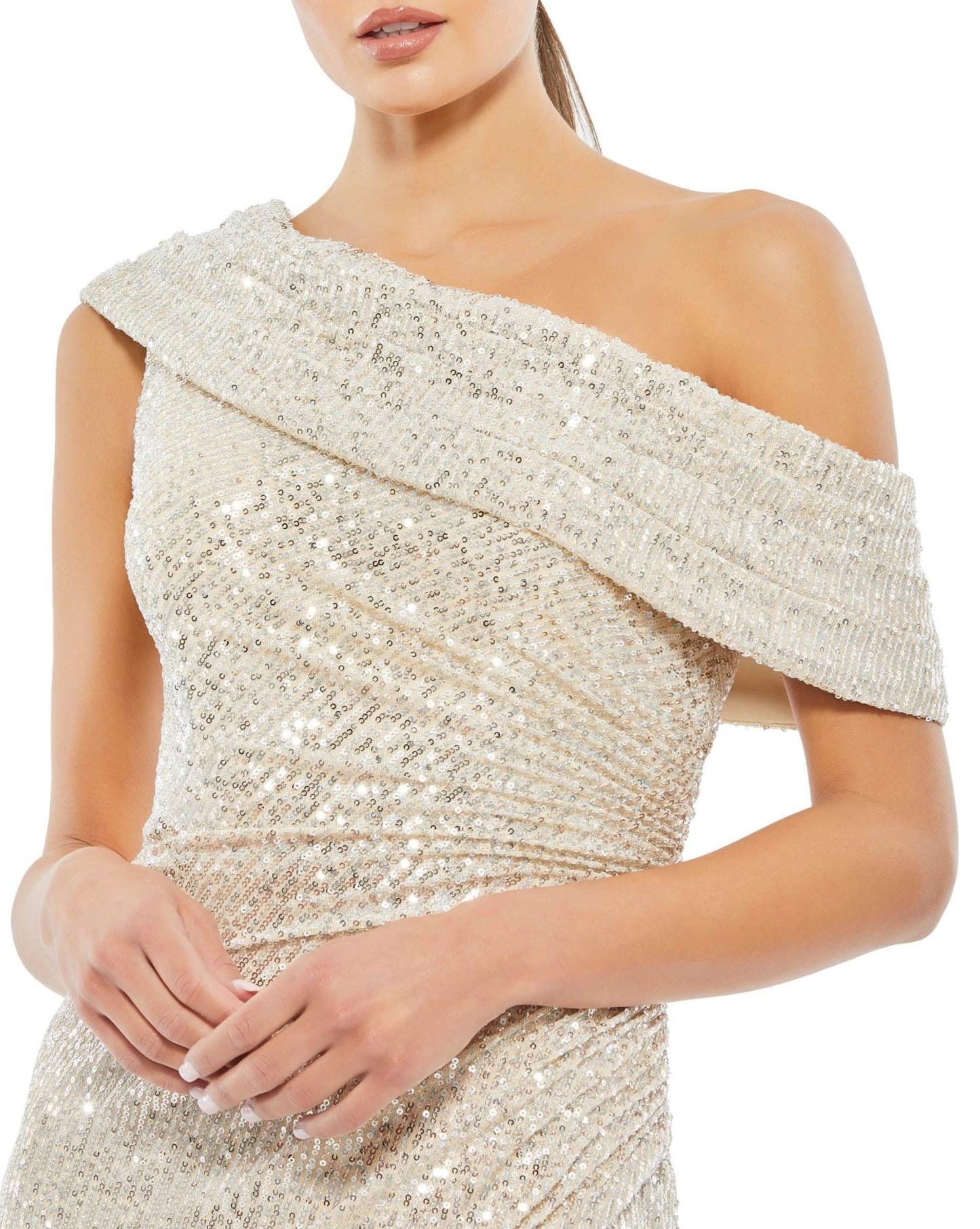 Stunning One Sholder Sparkling Front Split Formal Prom Dress