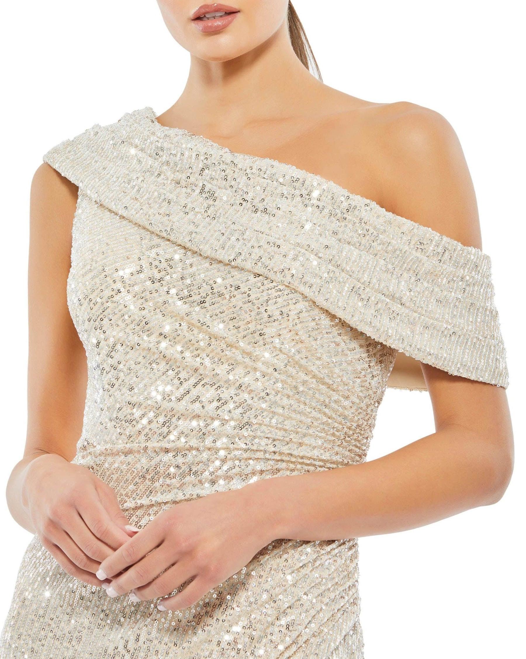 Stunning One Sholder Sparkling Front Split Formal Prom Dress
