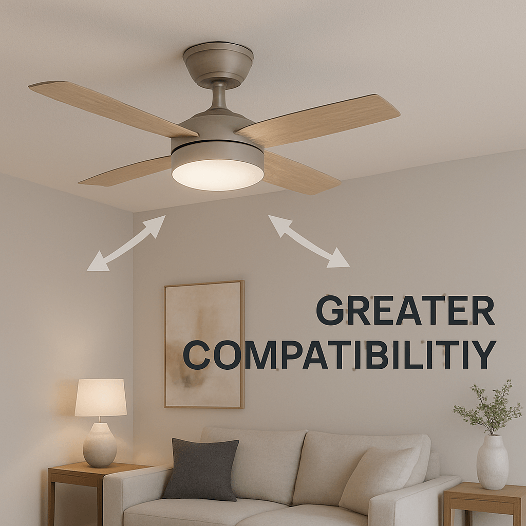 Smart home app controlling ceiling fan and LED lighting