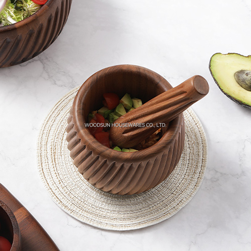WoodSun Customize Wooden Mortar Pestle