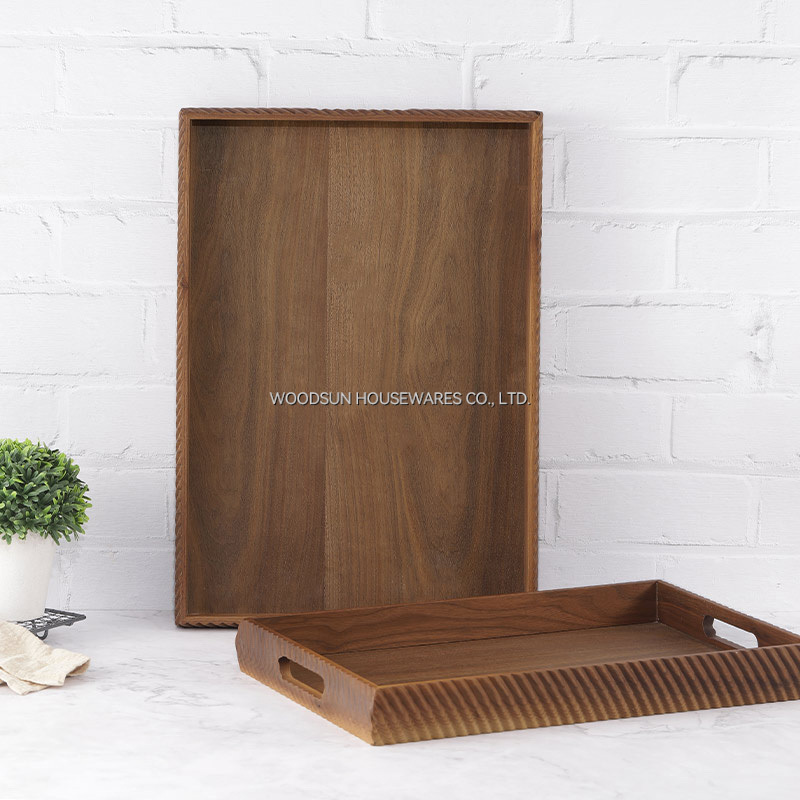 Woodsun Black Walnut Kitchen Wooden Food Custom Serving Trays