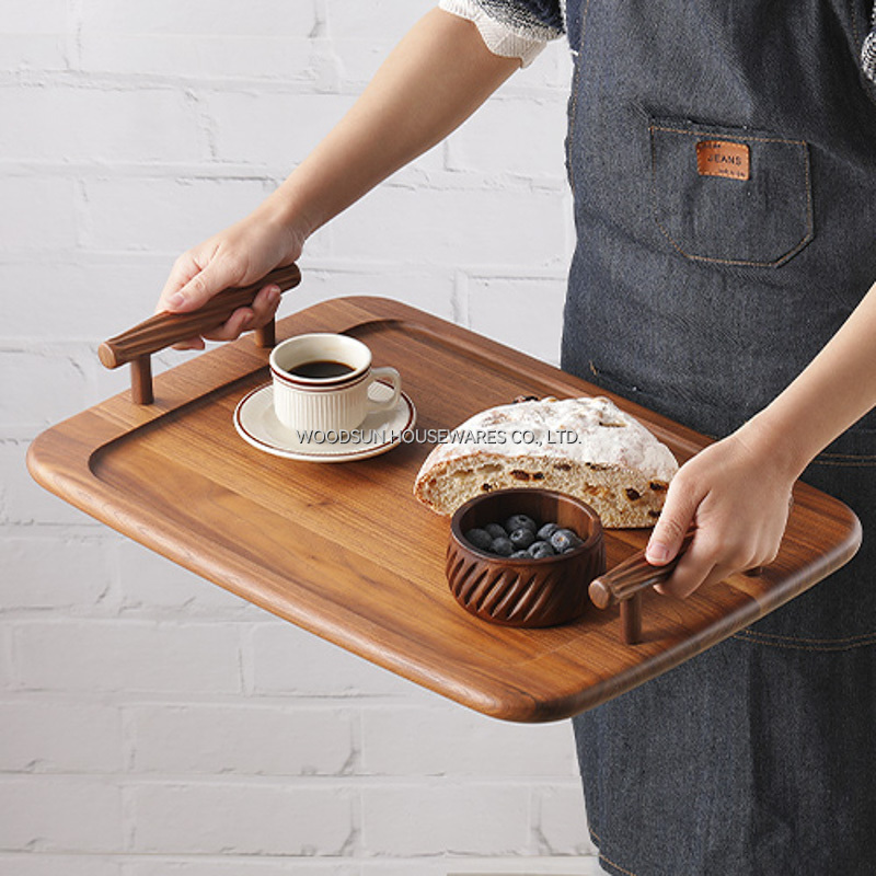Woodsun Custom Fruit Food Wood Board Serving Tray With Handle