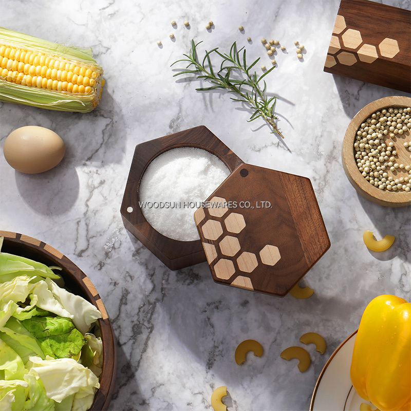 Woodsun Black Walnut Wholesale Wooden Salt Storage Boxes