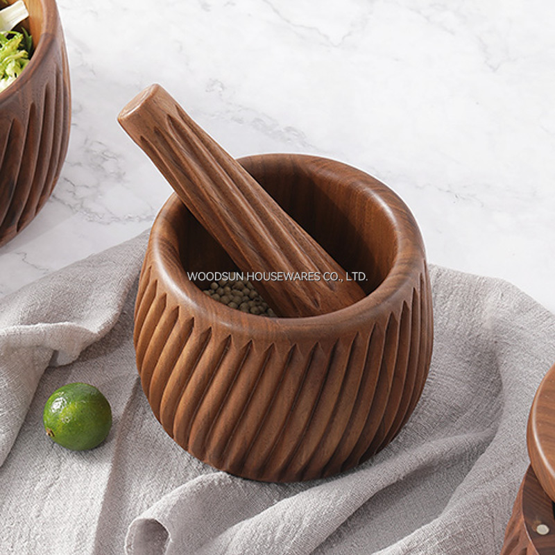 WoodSun Customize Wooden Mortar Pestle