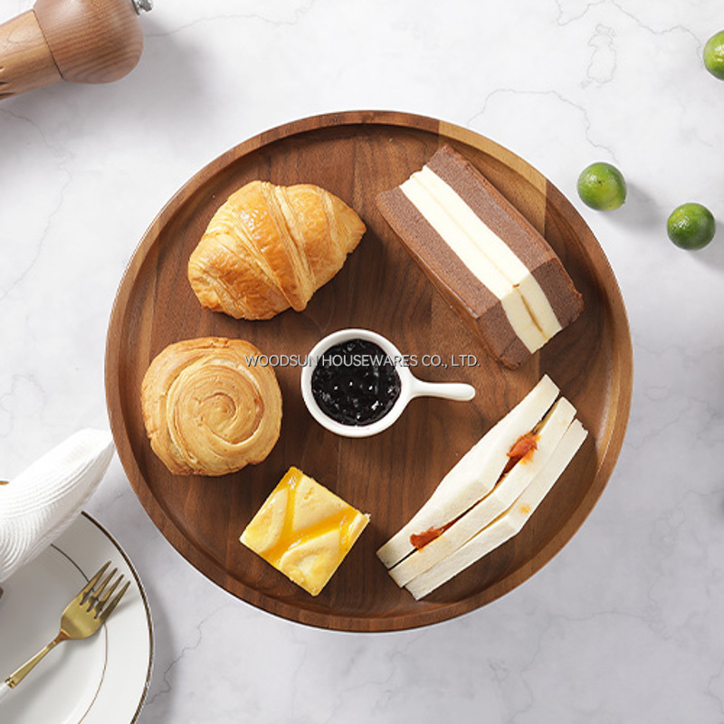 Woodsun Manufacturer Serving Trays Chip and Dip Cup Cake Stand Wood Plate