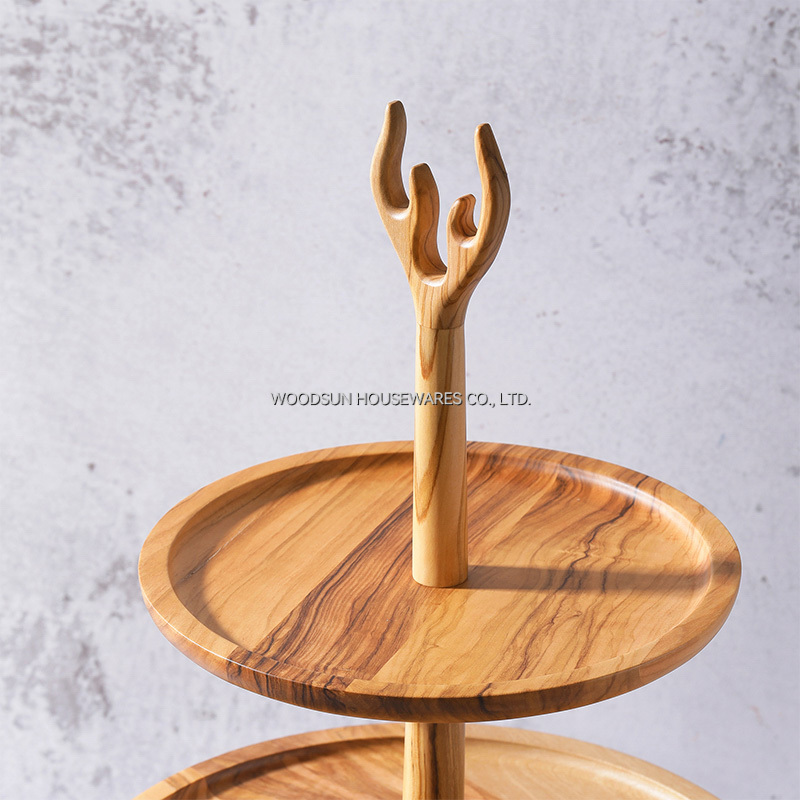 Woodsun New Arrival 2025 Products Wooden 3 Tiers Cake Stand Snack Serving Plates