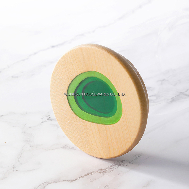 Woodsun Custom Factory White Birch Resin Round Coasters Set For Cup