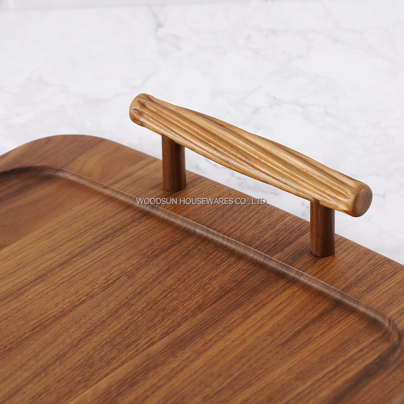Woodsun Custom Fruit Food Wood Board Serving Tray With Handle