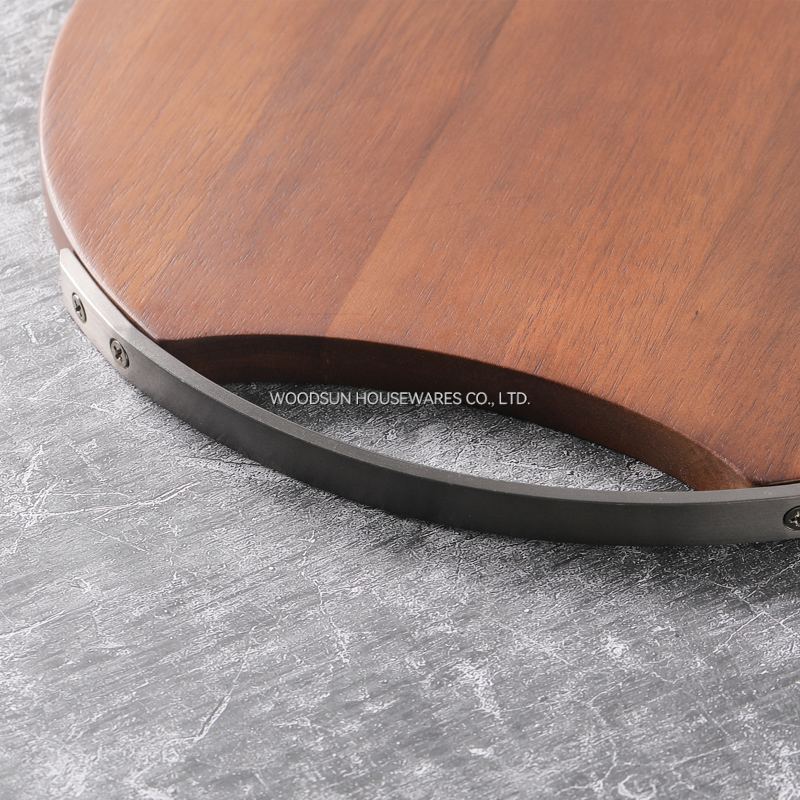 Woodsun Custom Metal Handle Cutting Wood Board Round Bulk Wooden Chopping