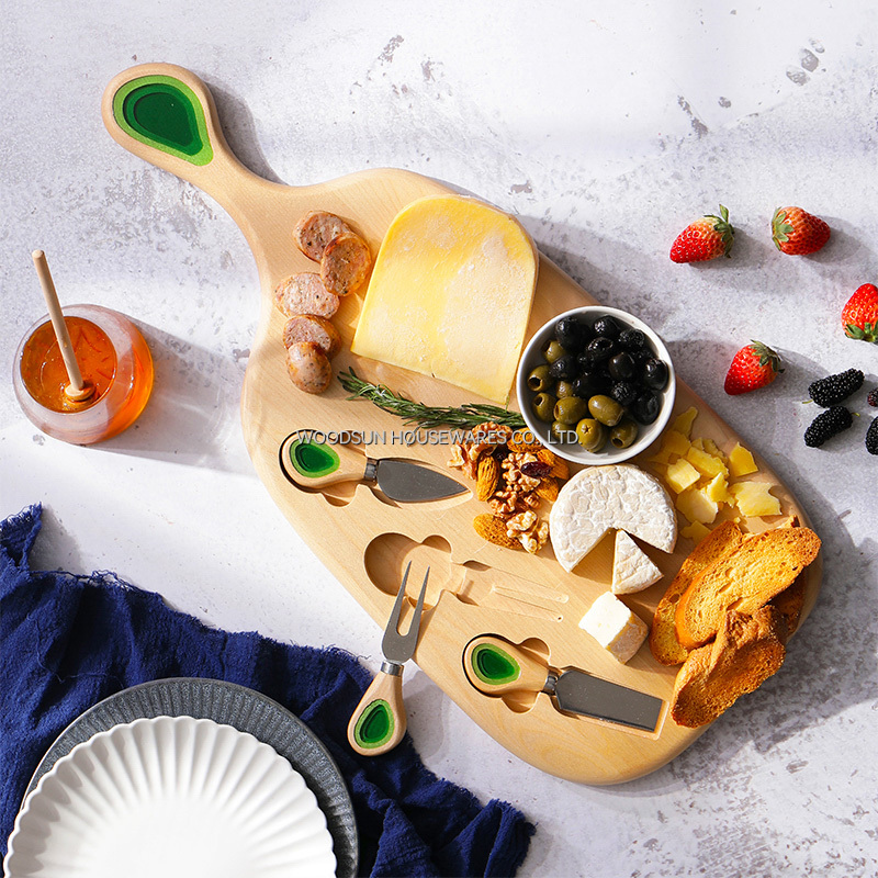 Woodsun White Birch Resin Tabla De Quesos Wooden Cheese Board