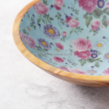 Woodsun Traditional Chinese Decal Custom Printed Wooden Salad Bowls