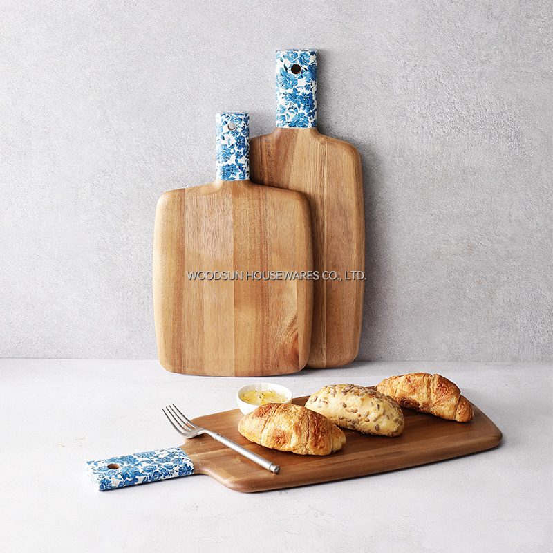 Woodsun Decal Pattern Design Acacia Wood Cutting Boards Wholesale