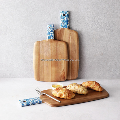 Woodsun Decal Pattern Design Acacia Wood Cutting Boards Wholesale