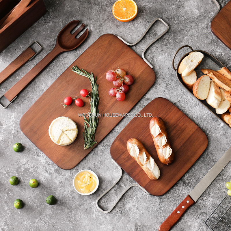Woodsun Custom Paddle Serving Tray Board With Metal Hardware Handles