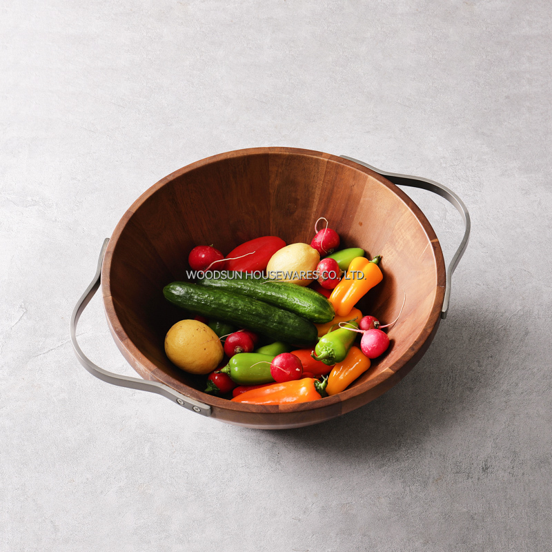 Woodsun Acacia Wood Dough Bowl Wooden Salad Bowl Set and Factory Large Wood Bowl Manufacturer