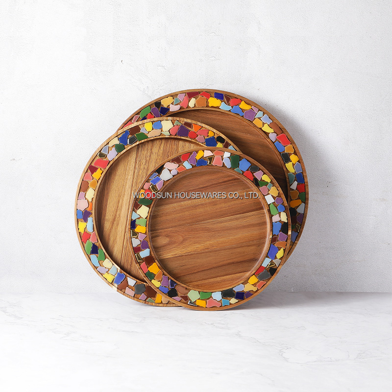 Woodsun Acacia Resin Wood Serving Round Plate