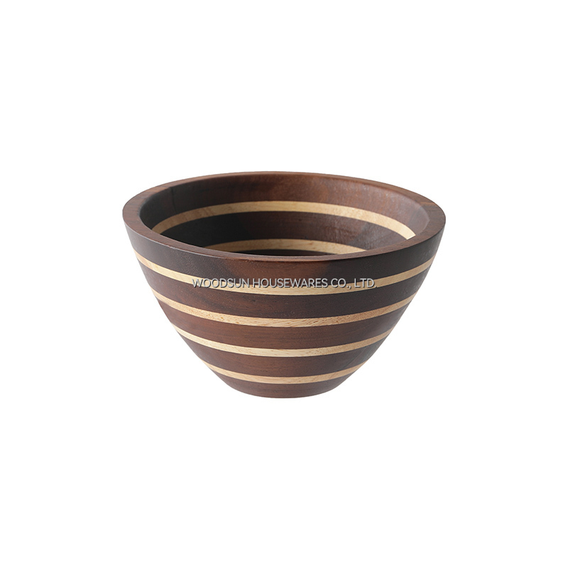 Woodsun Wholesale Carbonized Acacia Wood Salad Bowl