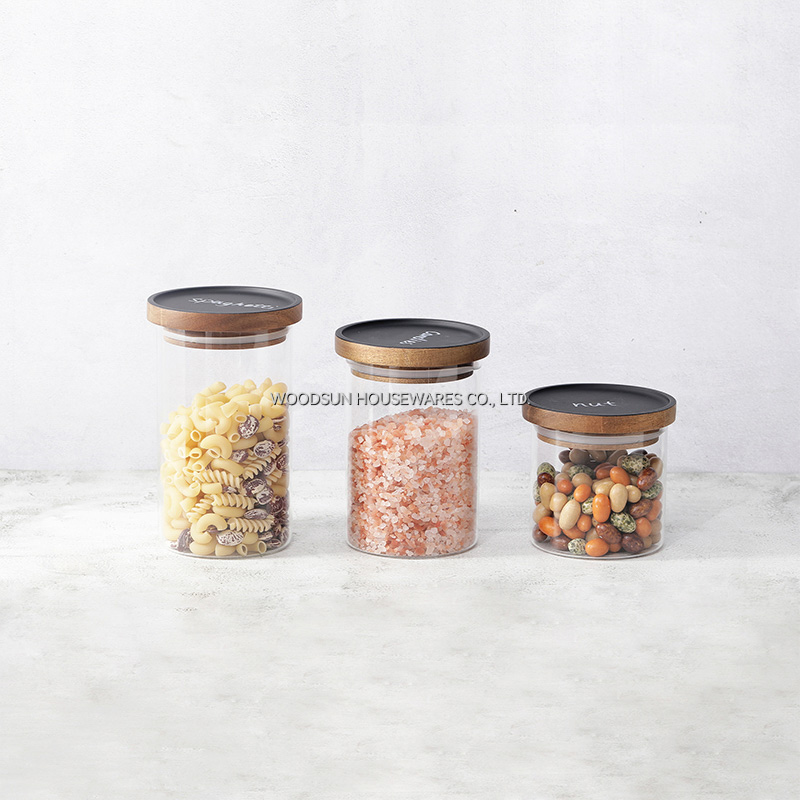 Woodsun Sealed Kitchen Canisters Clear Glass Food Storage Jars Containers