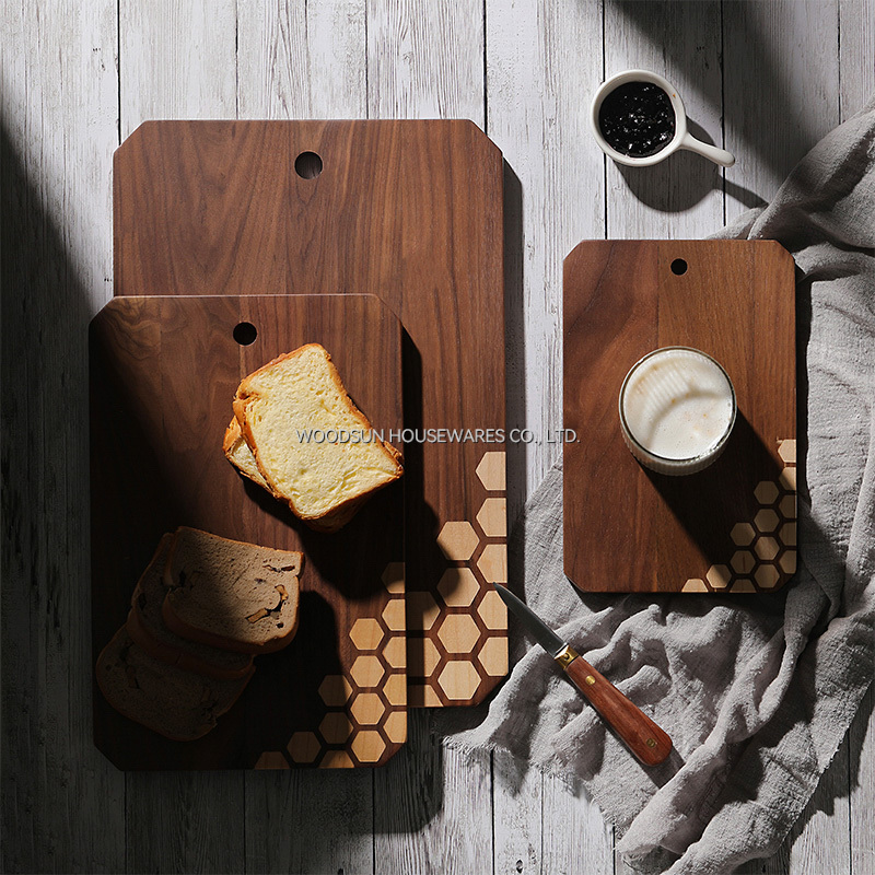 Woodsun Black Walnut Hard Maple Wood Cutting Boards Wood Set Wholesale With Hanging Hole Walnuss Schneidebrett Walnut Cutting Boards