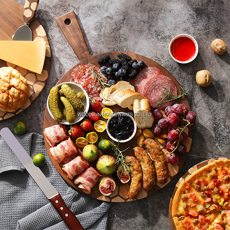 Woodsun Manufacturer US Black Walnut Maple Wooden Pizza Cutting Board