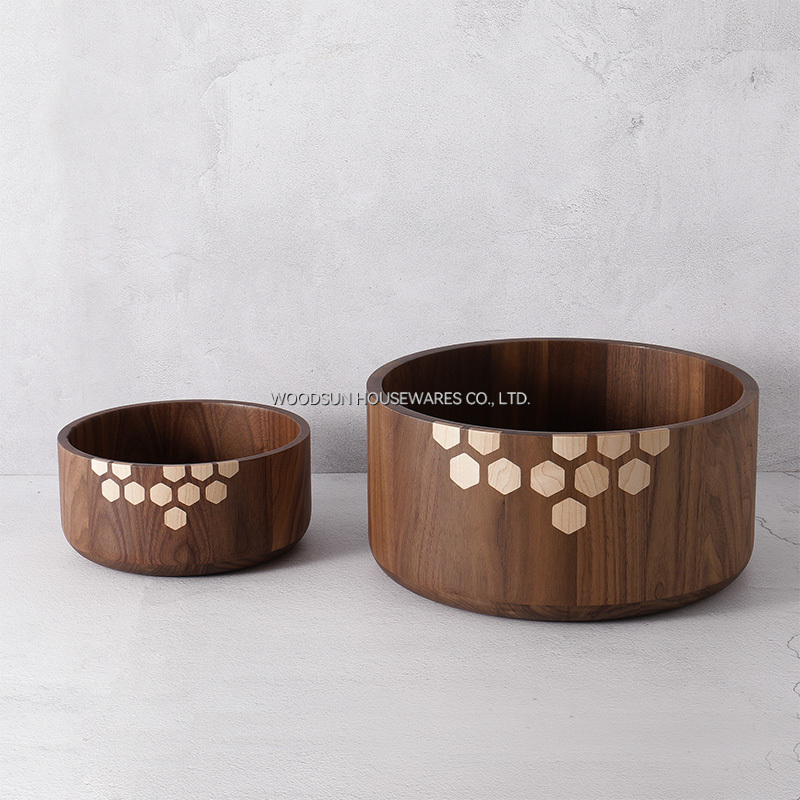 Woodsun Manufacturer Wooden Big Salad Mixing Bowls