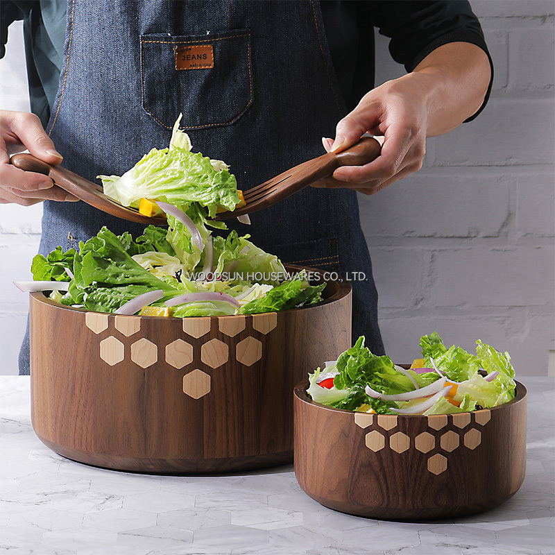 Woodsun Manufacturer Wooden Big Salad Mixing Bowls