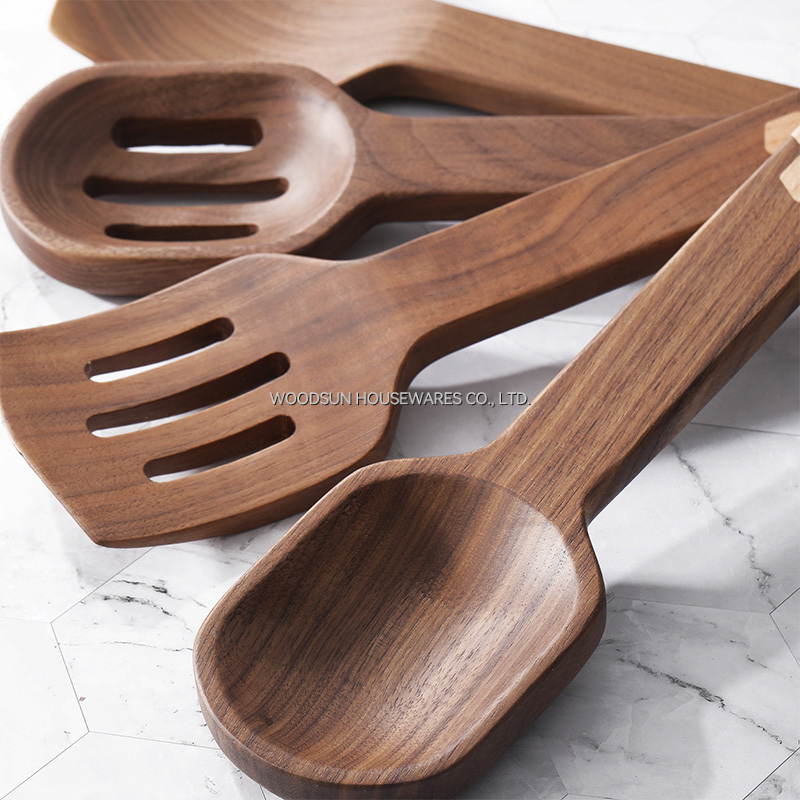 Woodsun Black Walnut Hard Maple 4 IN 1 Spatulas Spoons Cutlery Storage Kitchen Tools Accessories Utensil