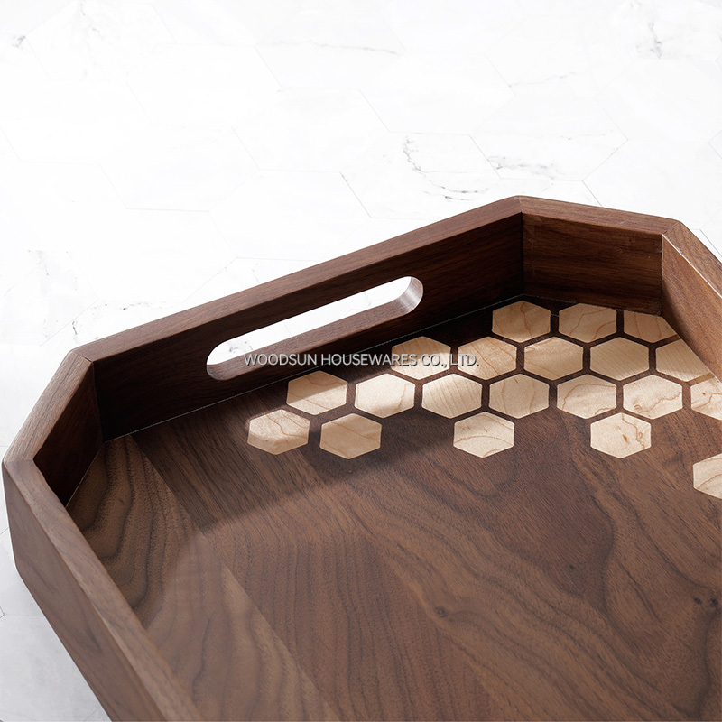 Woodsun Manufacturer Wholesale Custom Black Walnut Hard Maple Trays Set For Serving