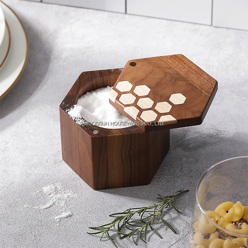 Woodsun Black Walnut Wholesale Wooden Salt Storage Boxes