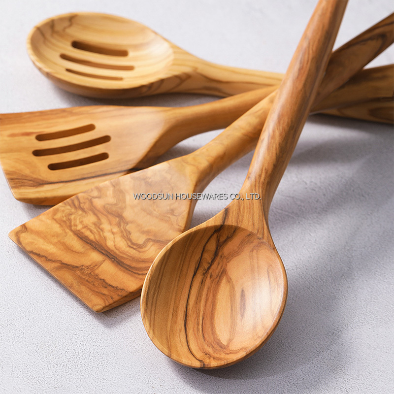 WOODSUN Manufacturer Olive Wooden Spatula Spoon Set for Kitchen Cooking