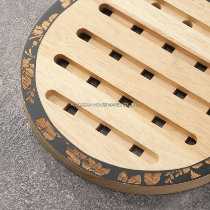 Woodsun Laser Engraving Rubber Wood Wooden Trivet 2026