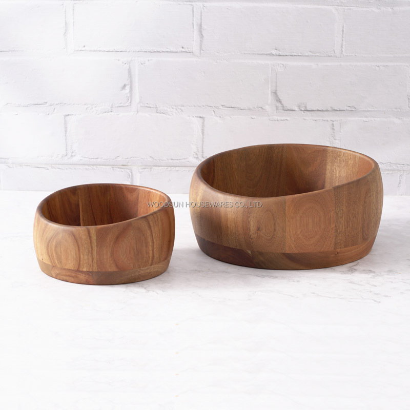 Woodsun Professional Supplier Acacia Wood Plates Salad Bowl Food