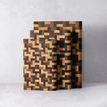 Woodsun Carbonized Acacia Rubber Wood Vegetables Organic Cutting Board for Fruit