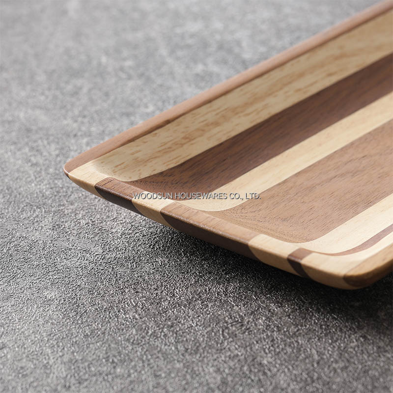 Woodsun Checkerboard Custom Acacia Wood Plate Wooden Dinner Plates