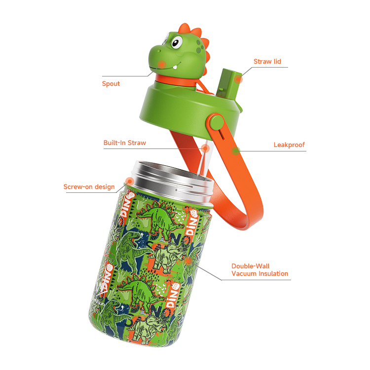 2027 Kids Water Bottle With Straw Lid Vacuum Insulated