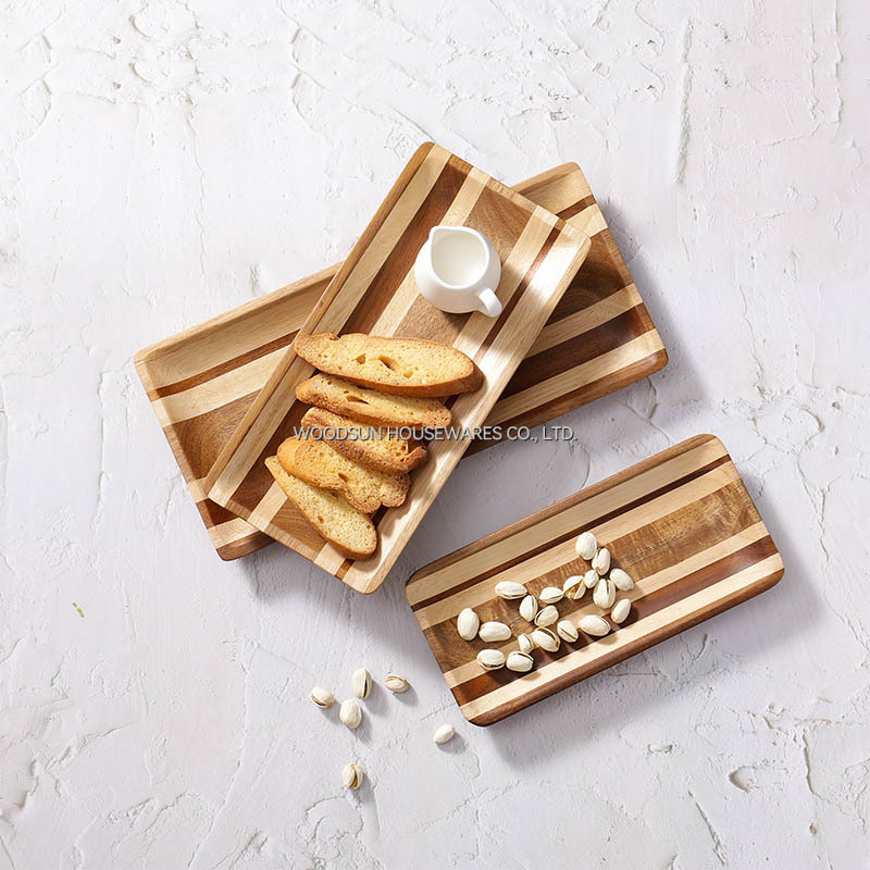 Woodsun Checkerboard Custom Acacia Wood Plate Wooden Dinner Plates