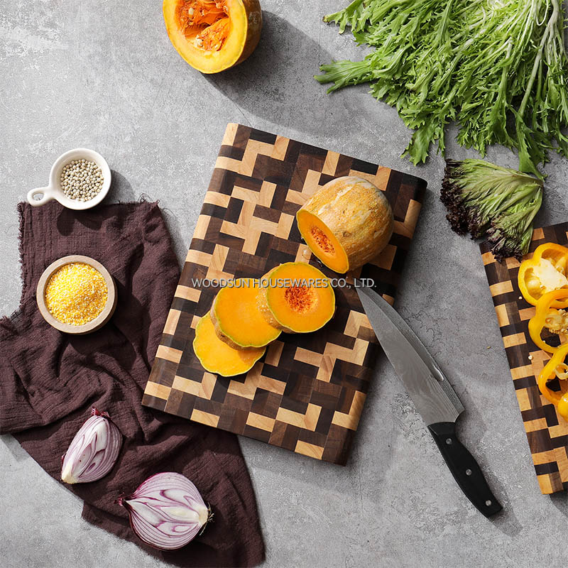 Woodsun Carbonized Acacia Rubber Wood Vegetables Organic Cutting Board for Fruit